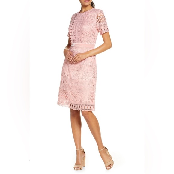 Rachel Parcell Lace bodice velvet waist lined midi sheath dress in medium - Picture 1 of 6